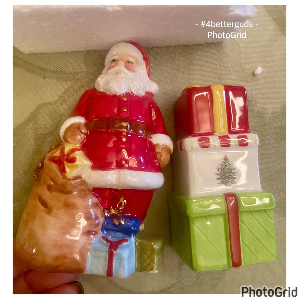 New Spode Christmas Tree Santa Claus Salt & Gift Boxes Presents Pepper Shakers - Picture 5 of 15